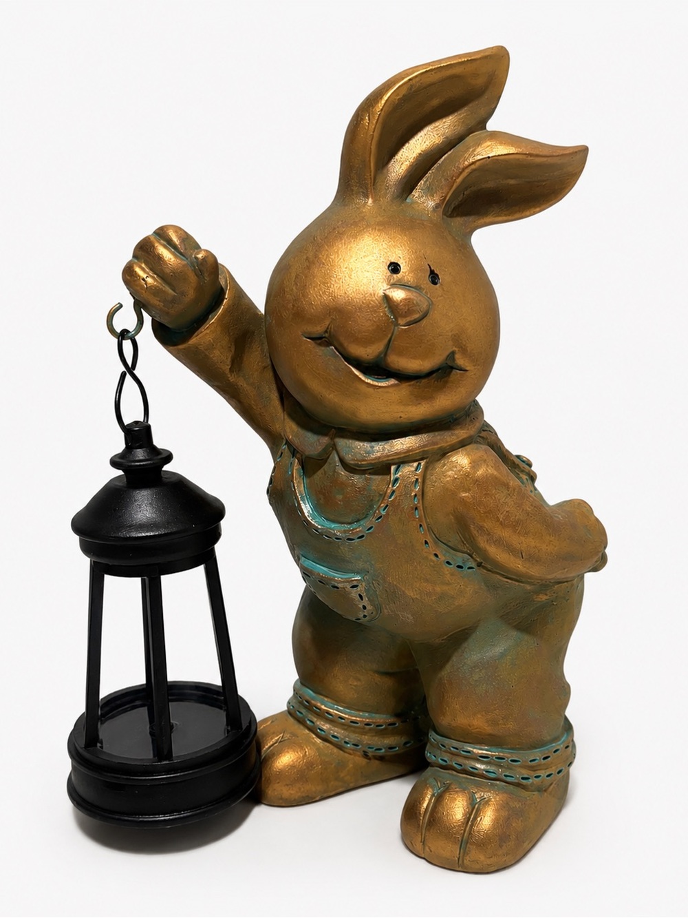 Gold Bunny Lantern Statue – Decorative Home Accent